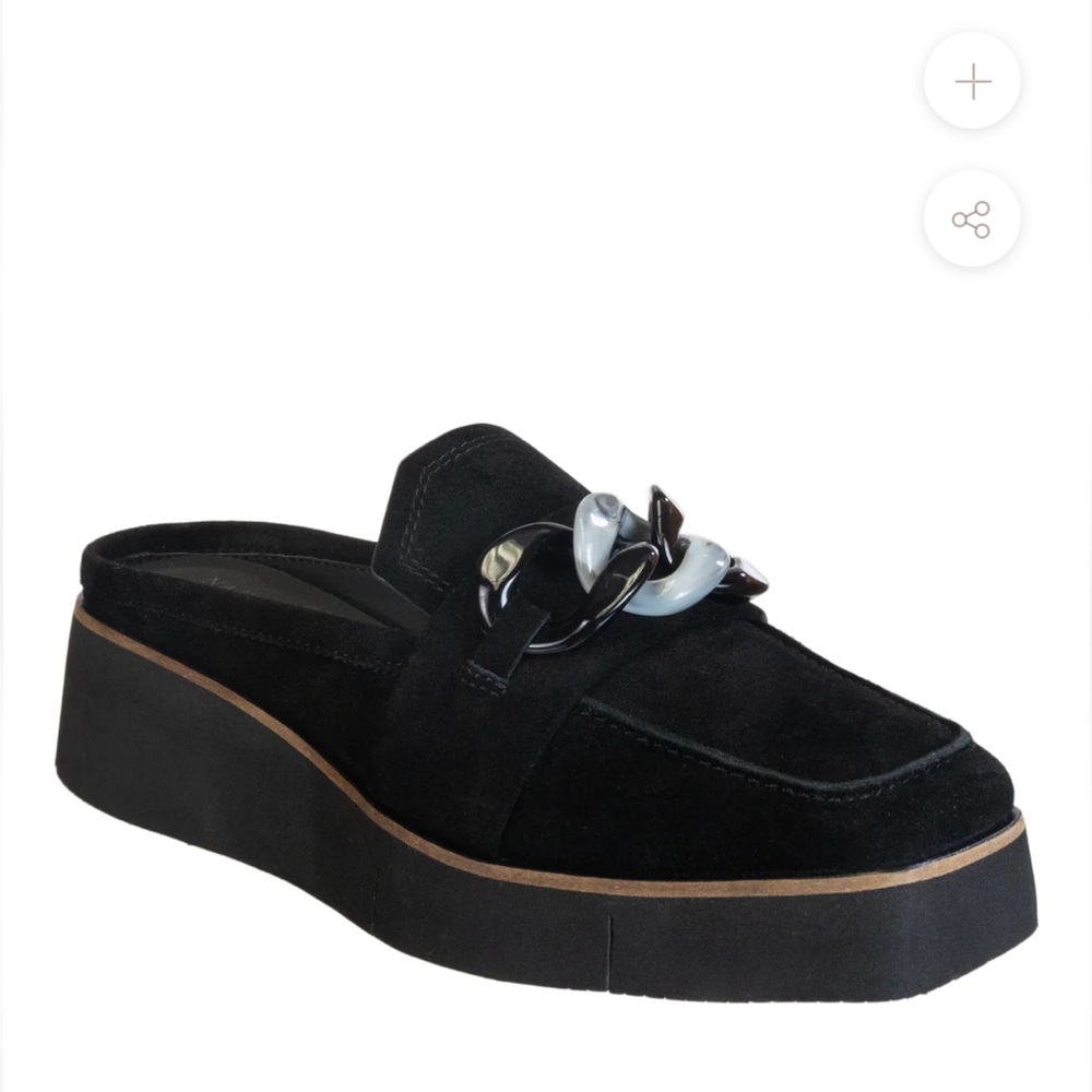Naked Feet Shoes | Elect in Black Suede Chain Platform Mules Size 7
